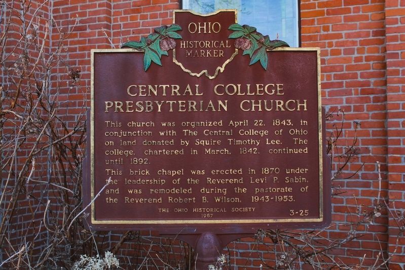 Central College Presbyterian Church Marker image. Click for full size.