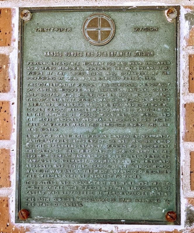 Kansas Honors the 35th Infantry Division Marker. Click for full size. Kansas Honors the 35th Infantry Division Marker image. Click for full size.
