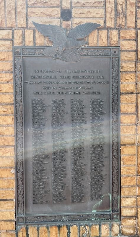 Blackwell Zinc Company WWII Memorial image. Click for full size.