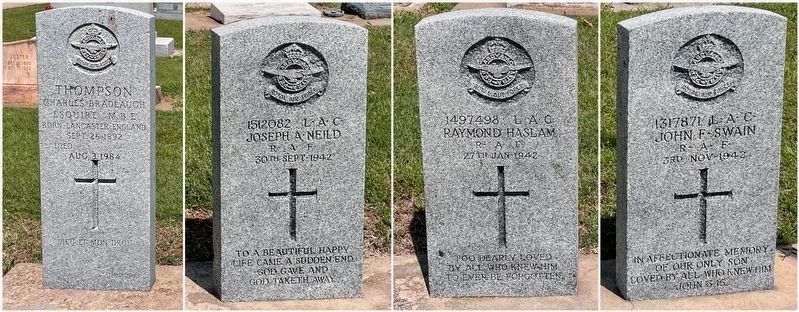 Memorials of RAF Cadets (3 on right) who died in 1942 during training here. image. Click for full size.