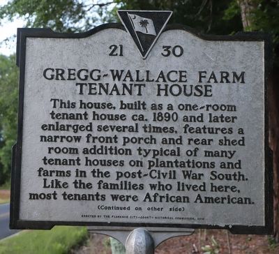 Gregg-Wallace Farm Tenant House Marker, Side One image. Click for full size.