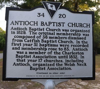 Antioch Baptist Church Marker, Side One image. Click for full size.