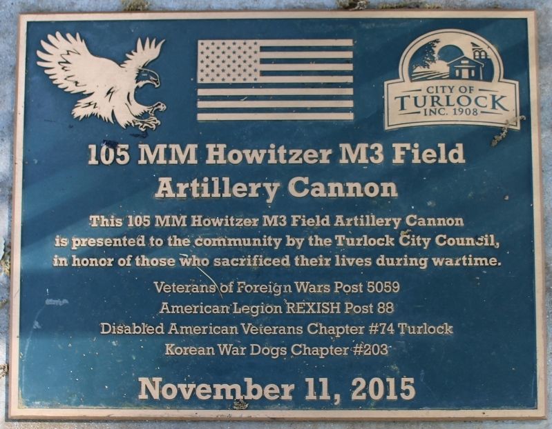 105 MM Howitzer M3 Field Artillery Cannon Marker image. Click for full size.