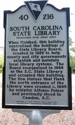 South Carolina State Library Marker image. Click for full size.