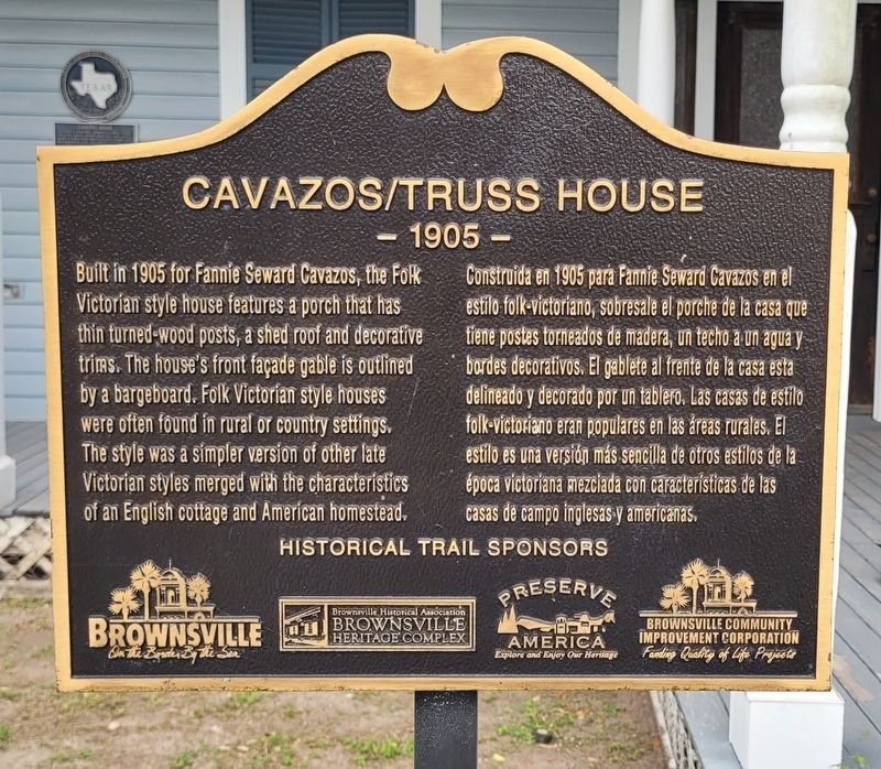 Cavazos/Truss House Marker. Click for full size. Cavazos/Truss House Marker image. Click for full size.