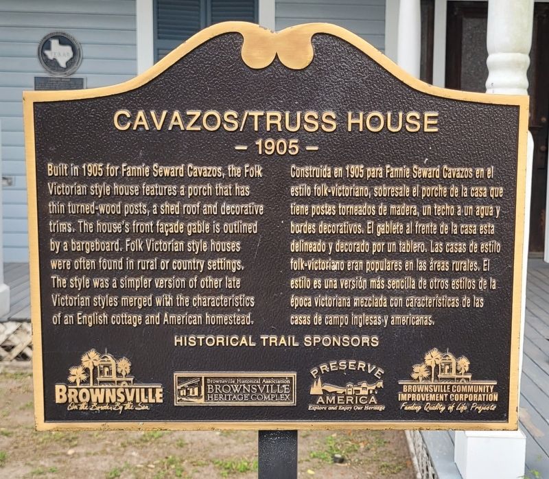 Cavazos/Truss House Marker image. Click for full size.