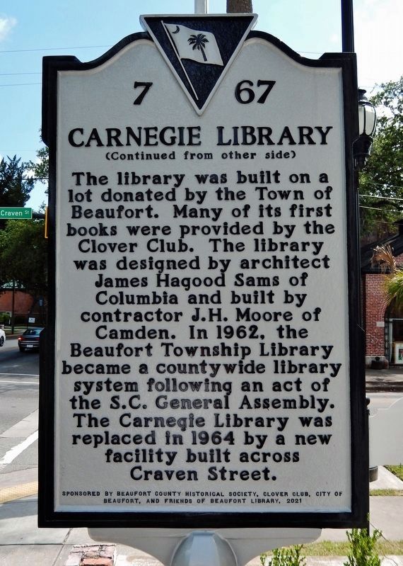 Carnegie Library Marker (<i>north side</i>) image. Click for full size.