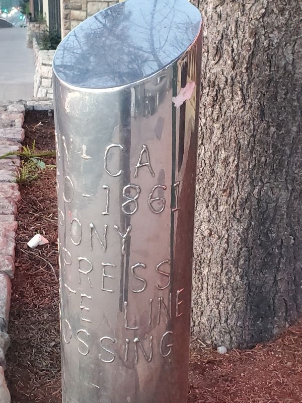 Pony Express State Line Crossing Marker. Click for full size. Pony Express State Line Crossing Marker image. Click for full size.