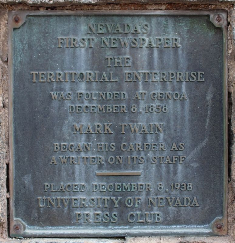 Nevada’s First Newspaper Marker. Click for full size. Nevada’s First Newspaper Marker image. Click for full size.