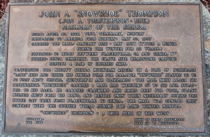 John A. Snowshoe Thompson Marker image. Click for full size.