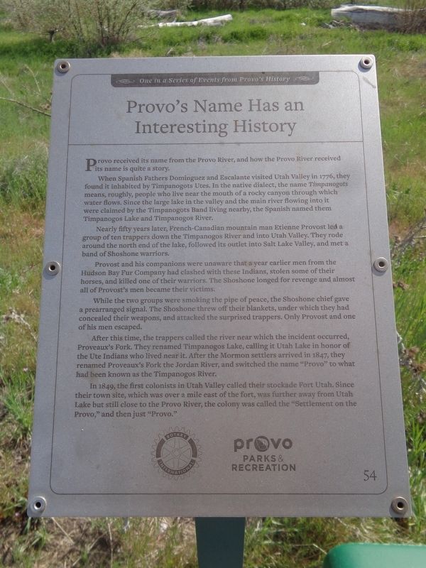 Provos Name Has an Interesting History Marker image. Click for full size.