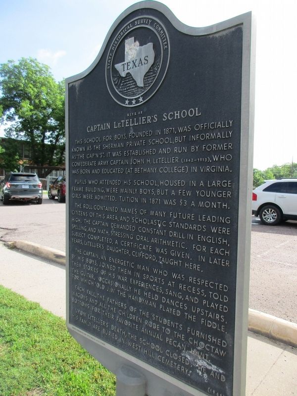 Site of Captain LeTellier's School Marker. Click for full size. Site of Captain LeTellier's School Marker image. Click for full size.
