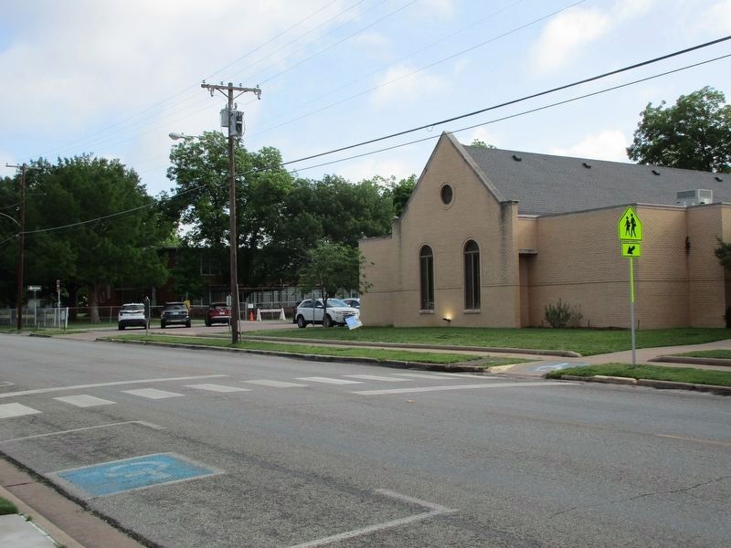 Site of Captain LeTellier's School Marker. Click for full size. Site of Captain LeTellier's School Marker image. Click for full size.