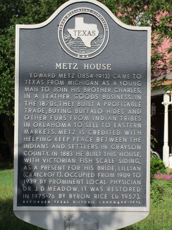 Metz House Marker. Click for full size. Metz House Marker image. Click for full size.