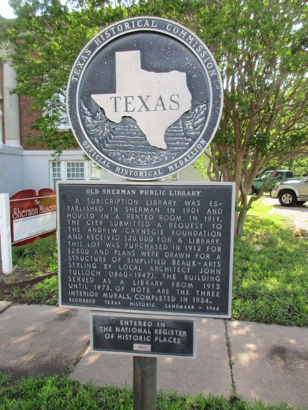 Old Sherman Public Library Marker image. Click for full size.