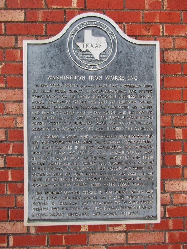 Washington Iron Works, Inc. Marker image. Click for full size.