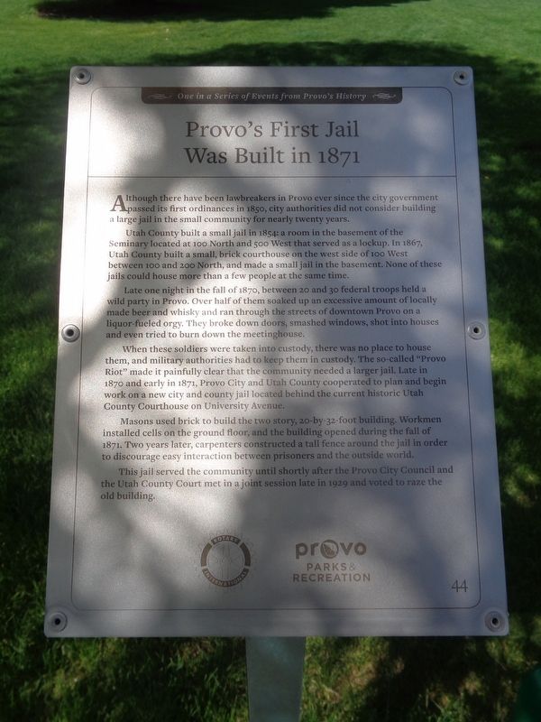 Provos First Jail Was Built in 1871 Marker image. Click for full size.