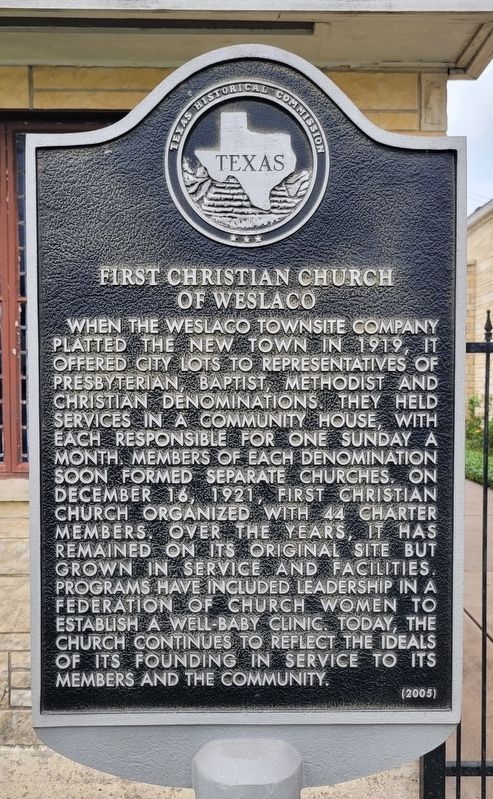 First Christian Church of Weslaco Marker image. Click for full size.