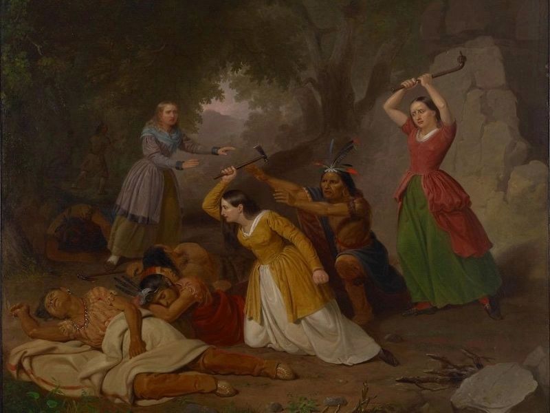Junius Brutus Stearns, "Hannah Duston Killing the Indians" (1847).. Click for full size. Junius Brutus Stearns, "Hannah Duston Killing the Indians" (1847). image. Click for full size.