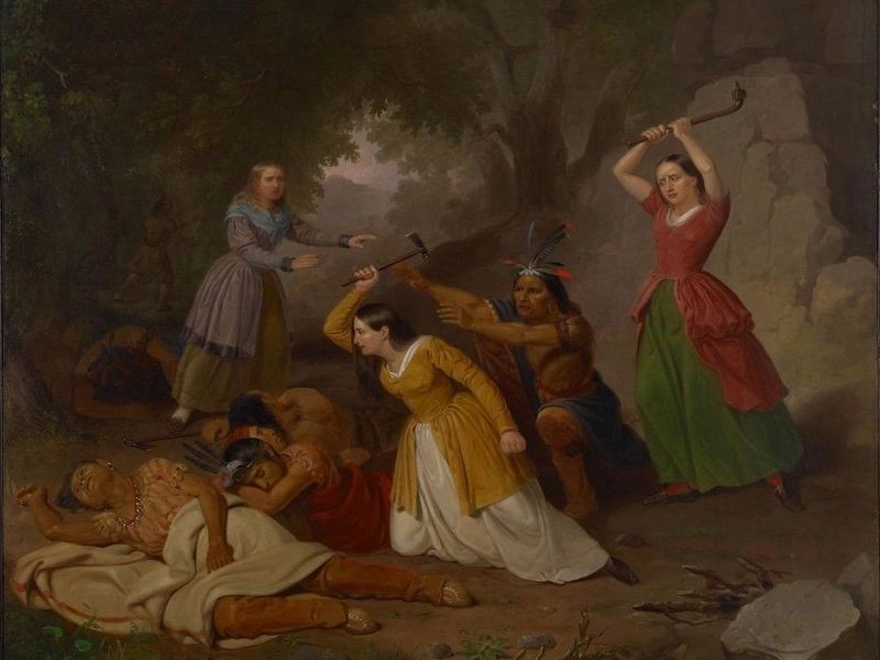 Junius Brutus Stearns, "Hannah Duston Killing the Indians" (1847). image. Click for full size.