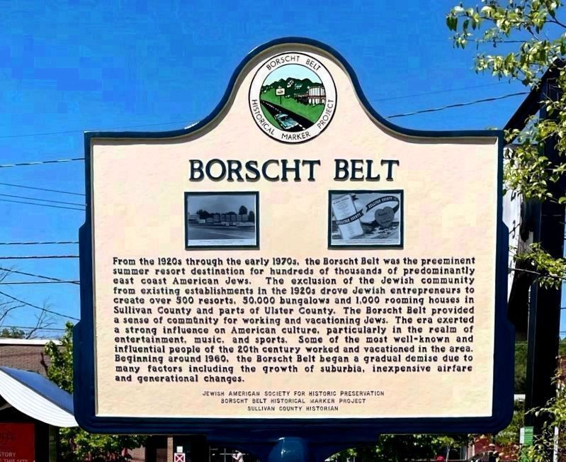 Borscht Belt - Monticello Marker (back) image. Click for full size.
