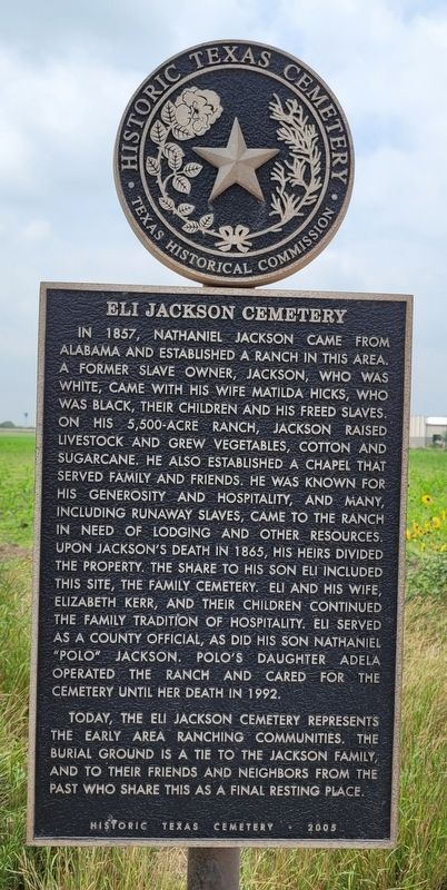 Eli Jackson Cemetery Marker image. Click for full size.
