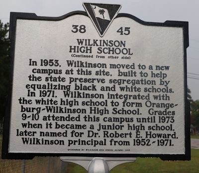 Wilkinson High School Marker - Side 2 image. Click for full size.