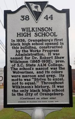 Wilkinson High School Marker. Click for full size. Wilkinson High School Marker image. Click for full size.