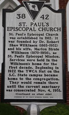 St. Paul's Episcopal Church Marker, Side One image. Click for full size.