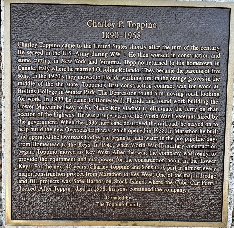 Charley P. Toppino Marker image. Click for full size.