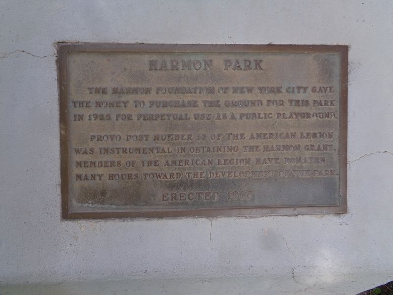 Harmon Park Marker. Click for full size. Harmon Park Marker image. Click for full size.