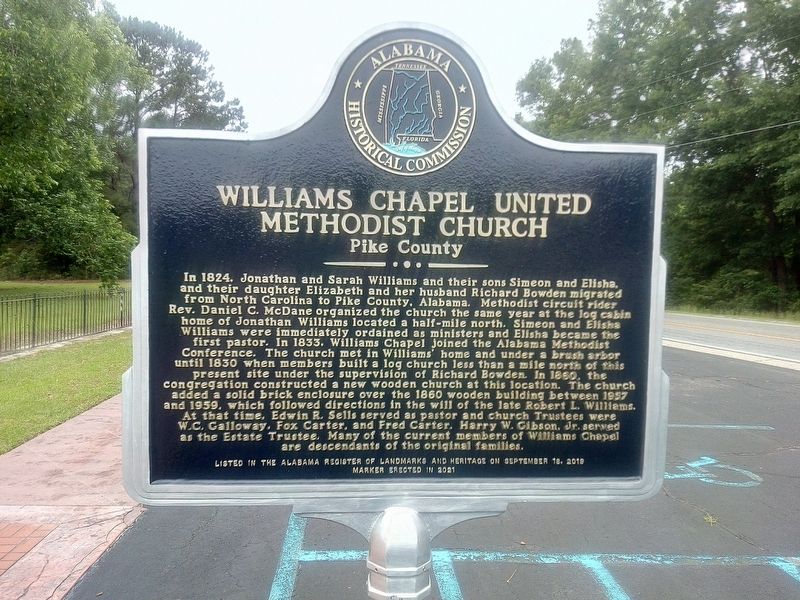 Williams Chapel United Methodist Church Marker image. Click for full size.