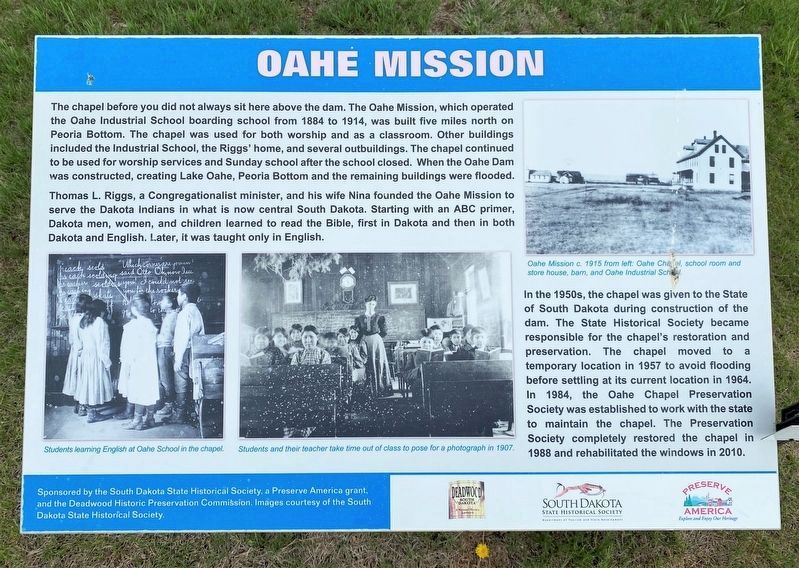 Oahe Mission Marker. Click for full size. Oahe Mission Marker image. Click for full size.