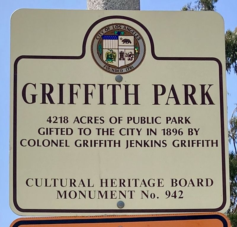 Griffith Park Marker. Click for full size. Griffith Park Marker image. Click for full size.