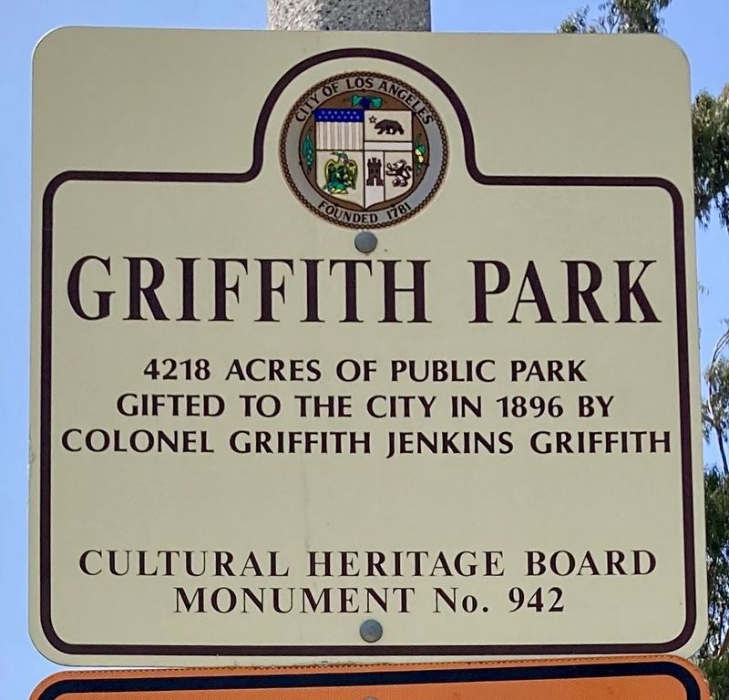 Griffith Park Marker image. Click for full size.