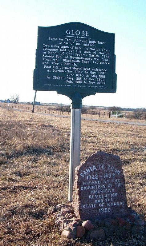 Santa Fe Trail and Globe Markers. Click for full size. Santa Fe Trail and Globe Markers image. Click for full size.