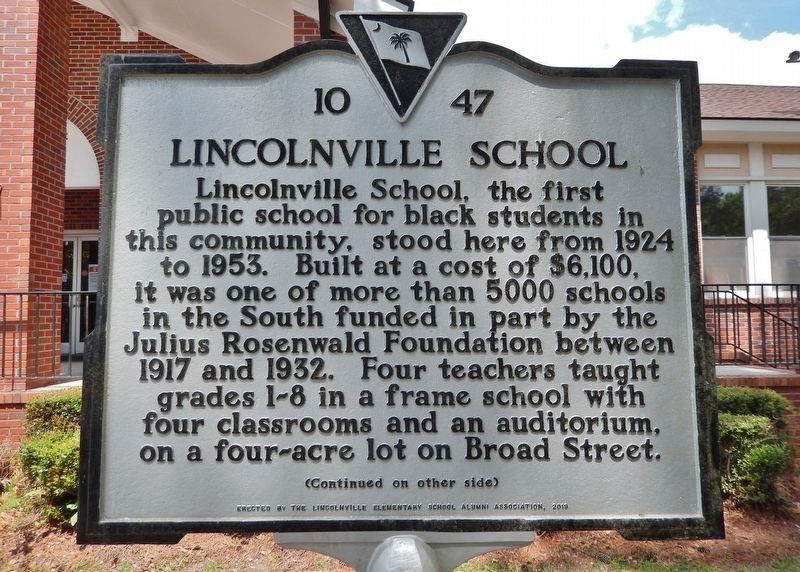 Lincolnville School Marker (<i>east side</i>) image. Click for full size.