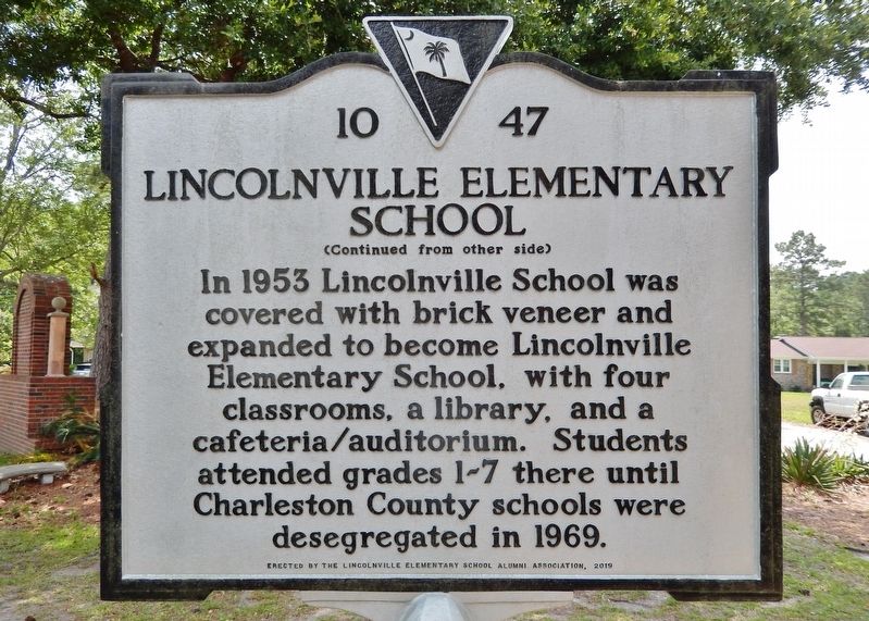 Lincolnville School Marker (<i>west side</i>) image. Click for full size.