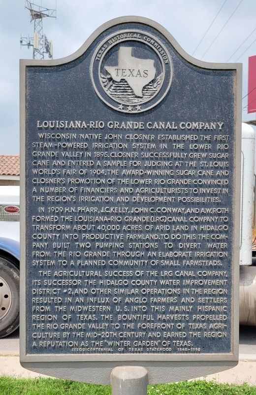 Louisiana-Rio Grande Canal Company Marker. Click for full size. Louisiana-Rio Grande Canal Company Marker image. Click for full size.