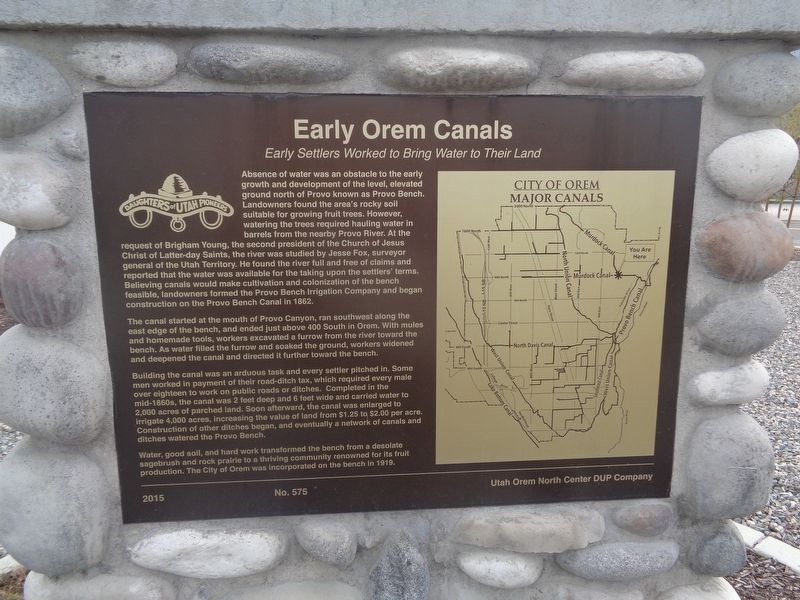 Early Orem Canals Marker image. Click for full size.