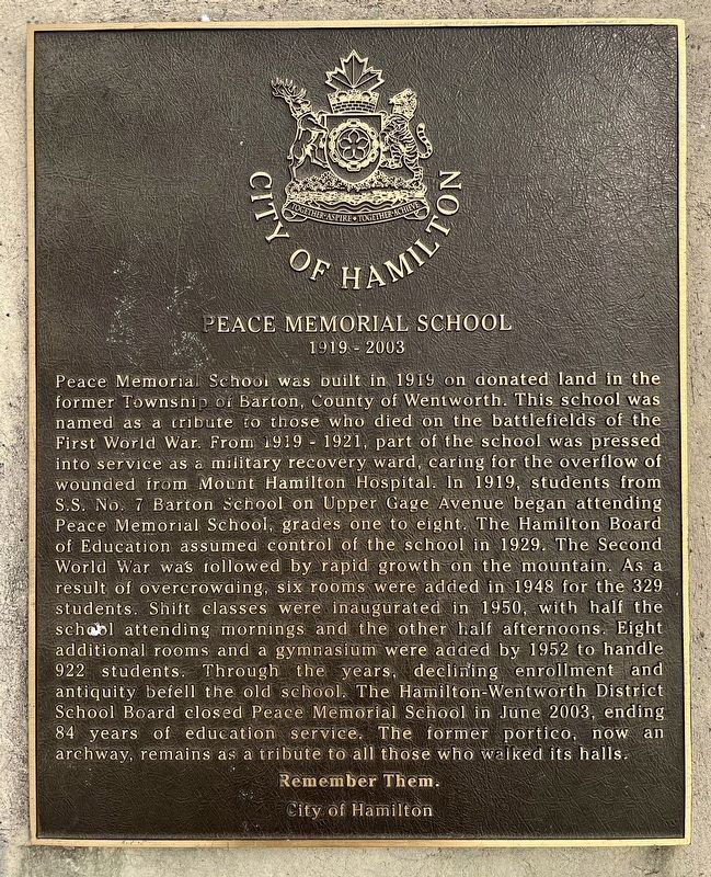 Peace Memorial School/ Peace Memorial Park Marker image. Click for full size.