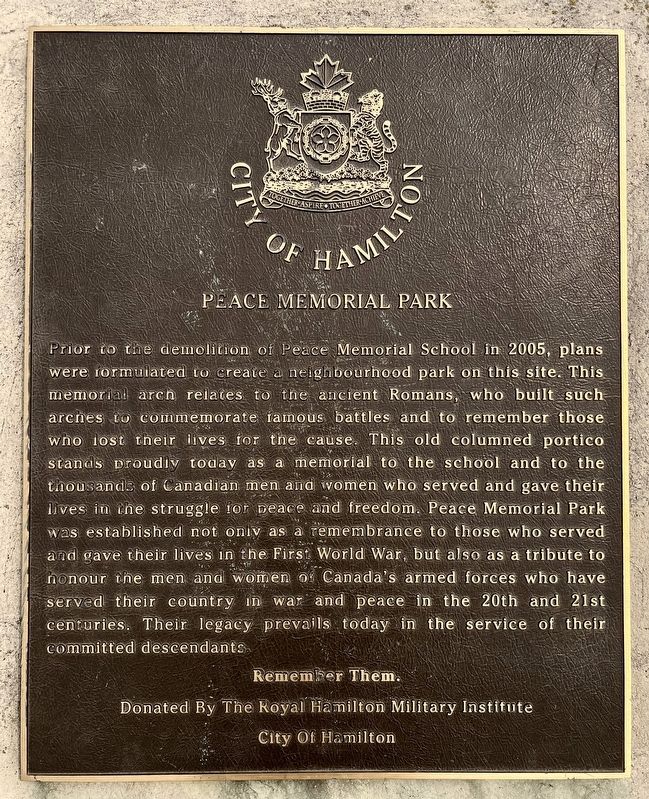 Peace Memorial School/ Peace Memorial Park Marker. Click for full size. Peace Memorial School/ Peace Memorial Park Marker image. Click for full size.