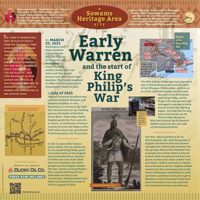 Early Warren and the start of King Philip's War Marker image. Click for full size.