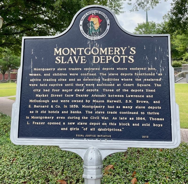 Montgomery's Slave Depots Marker image. Click for full size.