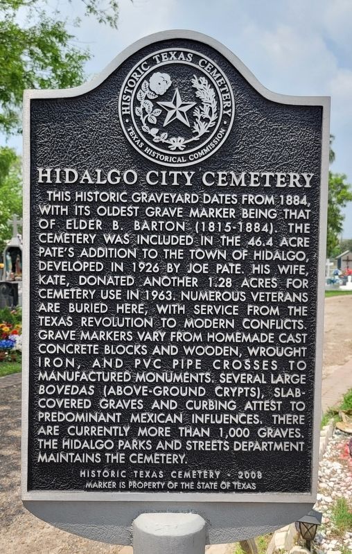 Hidalgo City Cemetery Marker image. Click for full size.