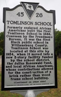 Tomlinson School Marker, Side One image. Click for full size.
