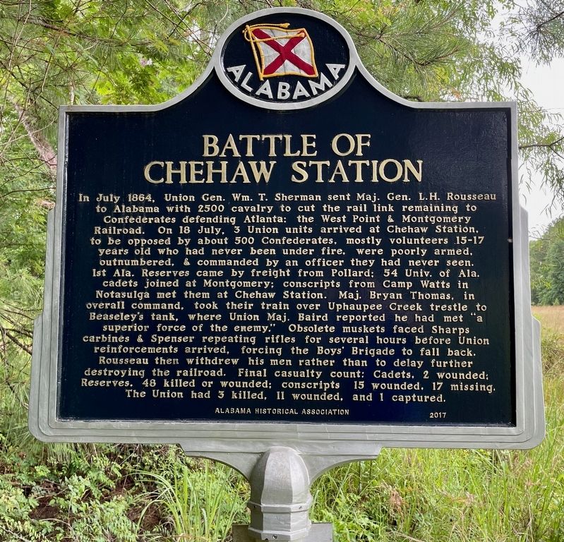 Battle of Chehaw Station Marker image. Click for full size.