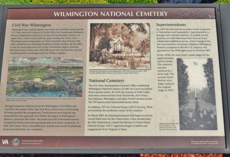 Wilmington National Cemetery Marker image. Click for full size.
