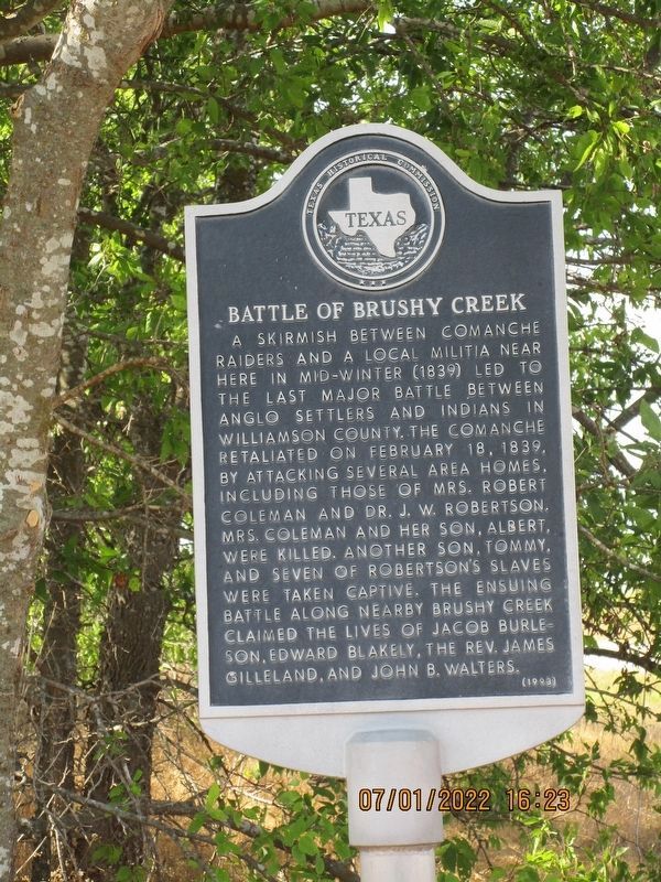 Battle of Brushy Creek Marker image. Click for full size.