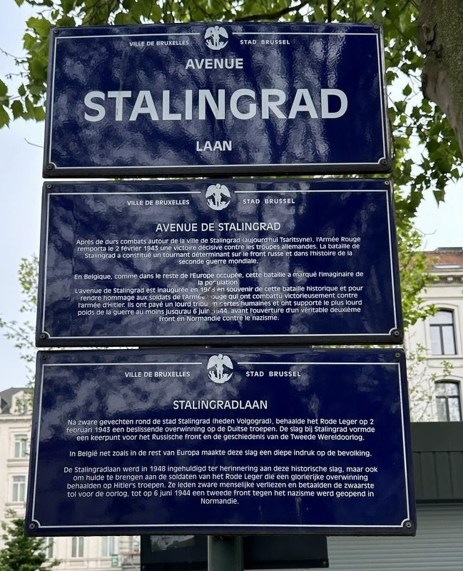Avenue de Stalingrad / Stalingradlaan Marker image. Click for full size.
